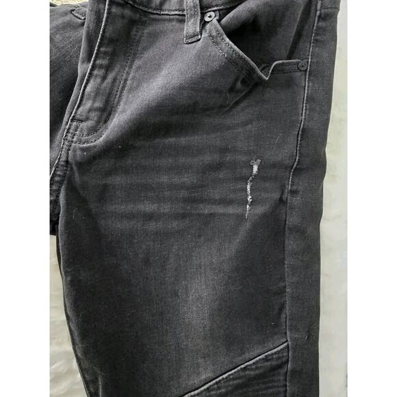 Kancan Wynne Moto Distressed Denim Stretch Black Jeans Size 11/29 Biker - Picture 11 of 13